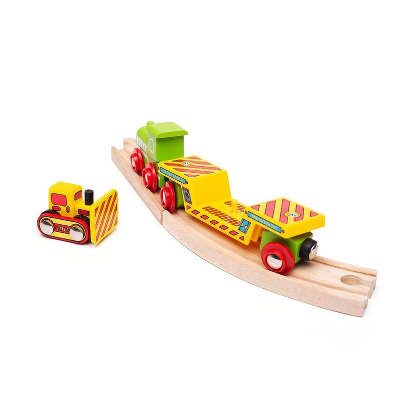 بيجيجز ريل جرافة خشبية ذات محمل منخفض من Bigjigs Rail - معظم العلامات التجارية الرئيسية الأخرى للسكك الحديدية الخشبية متوافقة - Image 4